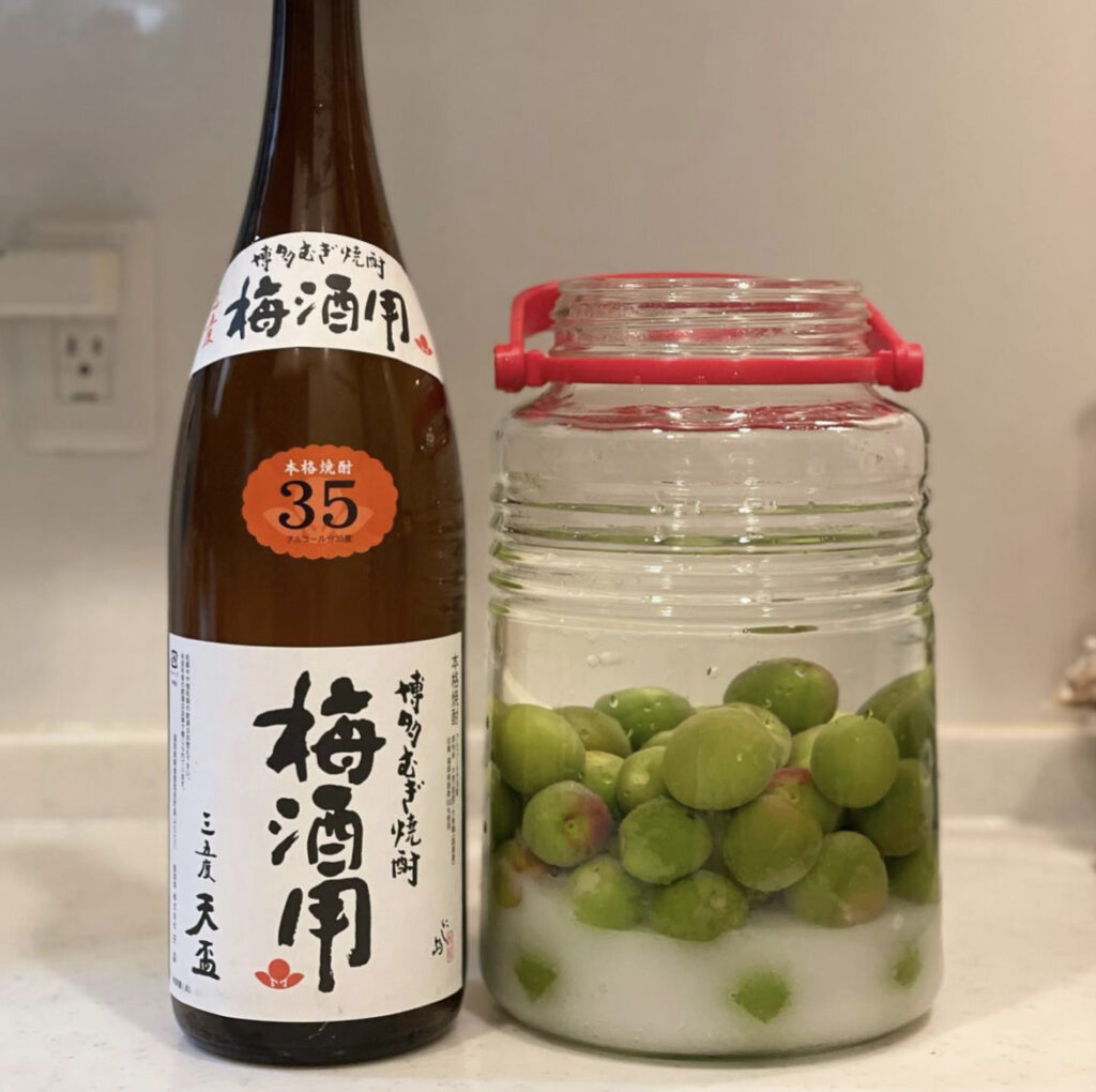 梅酒を漬けている様子